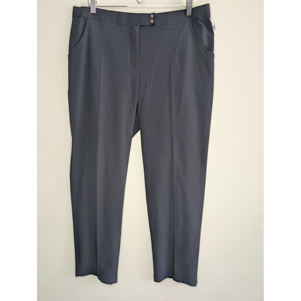 Chicos Zenergy Tech‎ Golf Pants Womens 2 Large Black Pintuck Seam Zip Pocket